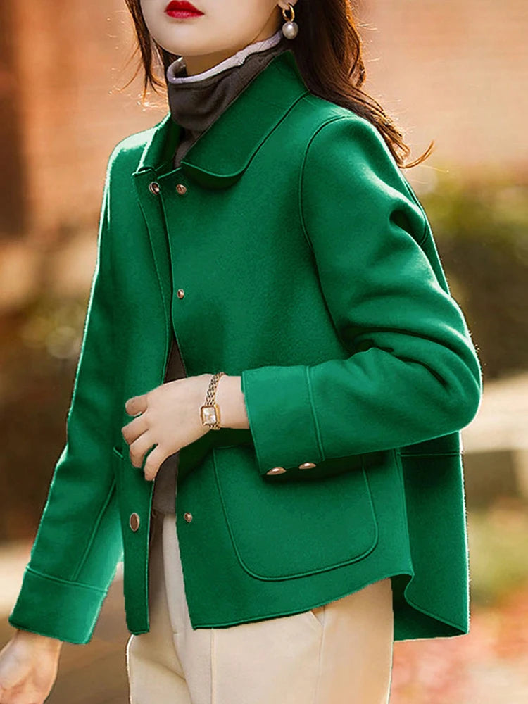 Classic Solid Short Woolen Coats