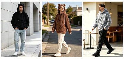 Men Fuzzy Fleece Hoodie