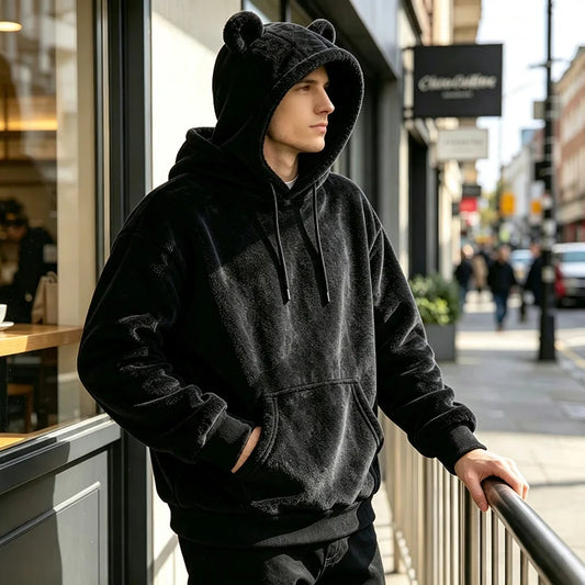 Men Fuzzy Fleece Hoodie
