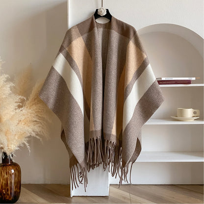 Winter Warm Plaid Ponchos And Capes