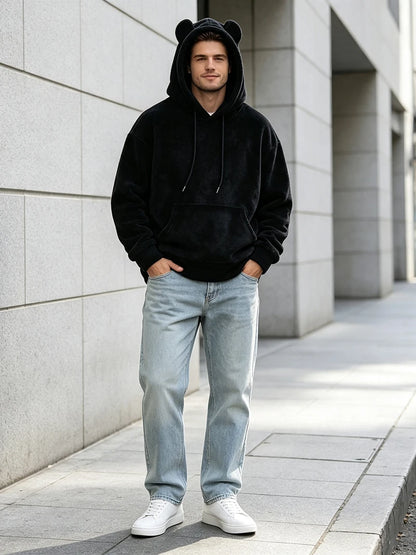 Men Fuzzy Fleece Hoodie