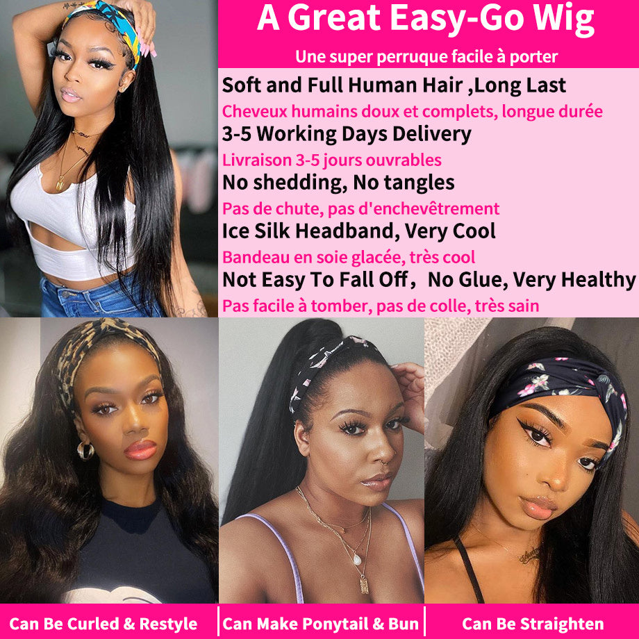 Headband Human Hair Wig